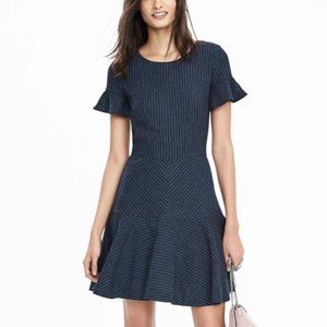 Banana Republic linen pinstripe flutter sleeve dress